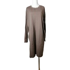 🌰 XXXL, brown cotton long sleeves dress